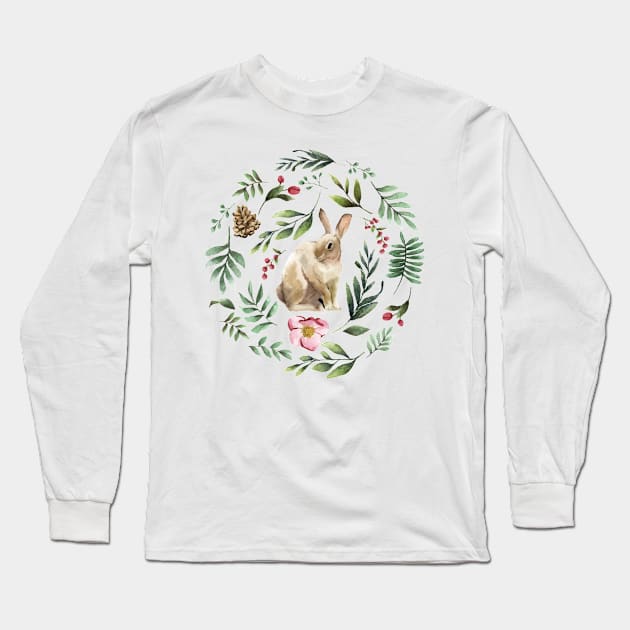 Christmas Bunny Long Sleeve T-Shirt by sophisticker